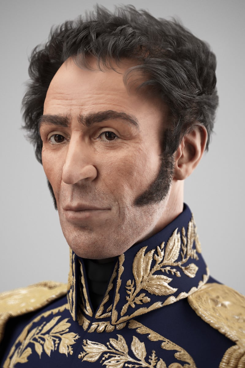 Imagen de Simón Bolívar digitalizada a partir de la reconstrucción facial de sus restos