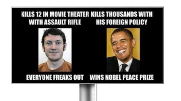 Una valla publicitaria le atribuye a Obama más muertes que al tirador que abrió fuego en el estreno de Batman, en Denver