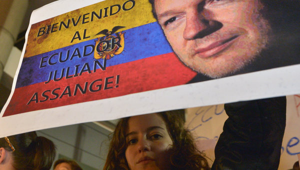 Manifestaciones en Ecuador a favor  de Assange