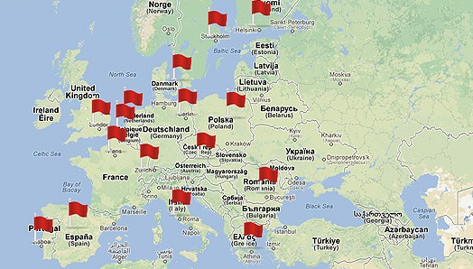 Mapa de protestas en Europa