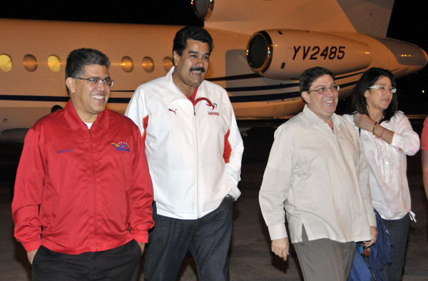Jaua, Cilia y la Almirante Meléndez, junto al canciller cubano recibieron a Maduro y a Ramírez