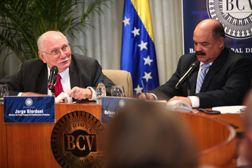 El presidente del Banco Central de Venezuela, Nelson Merentes, y el ministro de Planificación y Finanzas, Jorge Giordani
