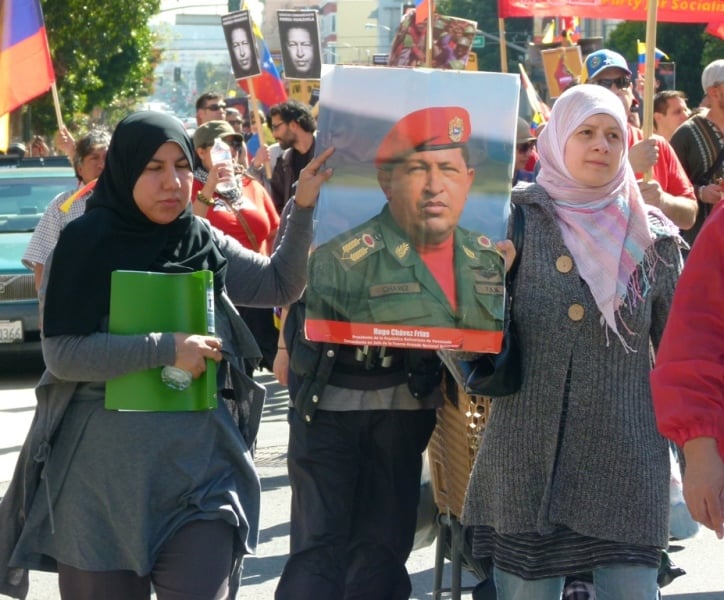 Miembros de la comunidad musulmana también marcharon por las calles de San Francisco en agradecimiento por el legado de Hugo Chávez