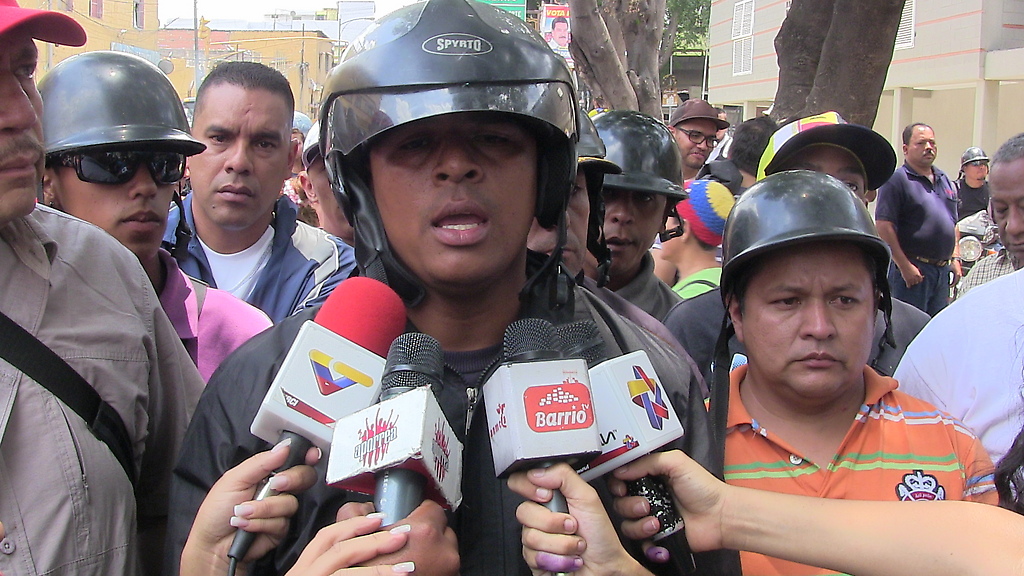 Wladimir Garcia de los motorizados de Baruta en la rueda de prensa en San Agustín del Sur