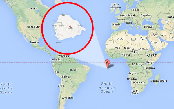 La isla Ascensión, lugar desde donde EE.UU. espía a países de Sudamérica. (Google Maps)
