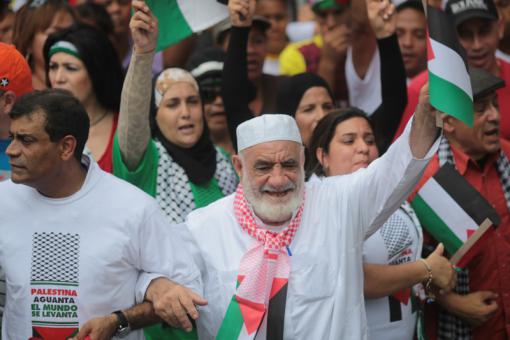 movimientos solidarios con PALESTINA MARCHARON CON PALESTINOS RESIDENTES EN VENEZUELA