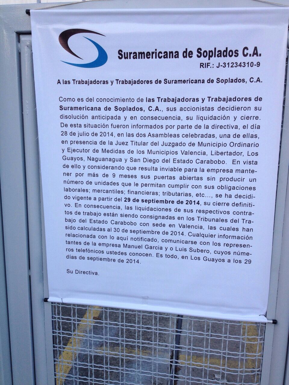 comunicado de la directiva