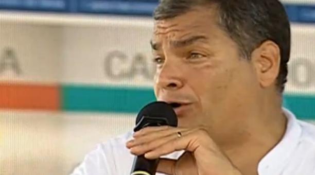 Rafael Correa durante el programa Enlace Ciudadano Nº 429 desde Muey, en la península de Santa Elena