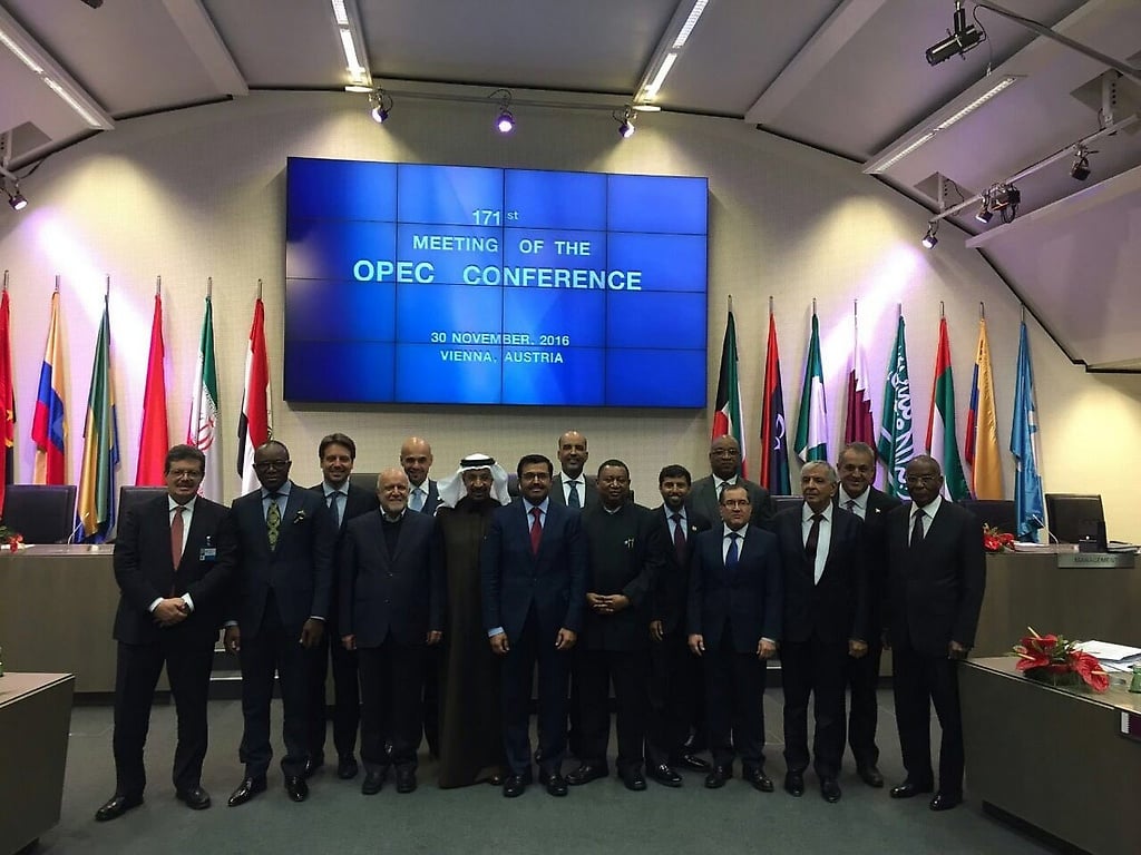 Los delegados principales de los países productores de petróleo, presentes en la Cumbre de Viena.
