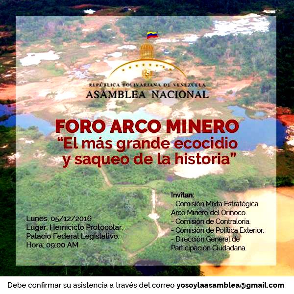 Invitación al Foro sobre el Arco Minero del Orinoco en la Asamblea ... - Aporrea