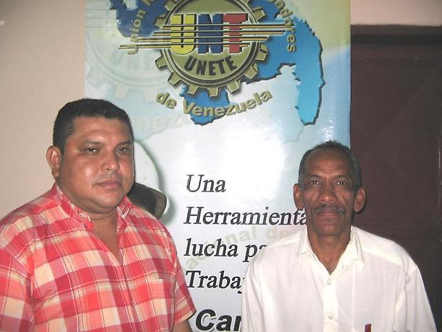 José Barreto e Ismael Hernández, coordinadores de la UNT en el estado Carabobo del comité impulsor originario del PRS