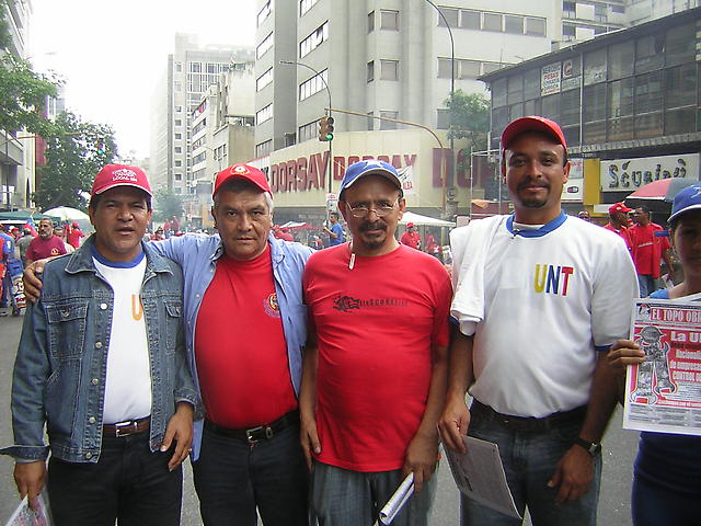 Juan Aguilar Sintraford, Ruben Linarez Coordinador Nacional UNT, Ricardo Galindez UNT Lara, José López Sintravicson, todos militantes de Marea Socialista.