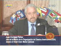 El jefe de la Misión de Observación de la OEA, Juan Enrique Fisher
