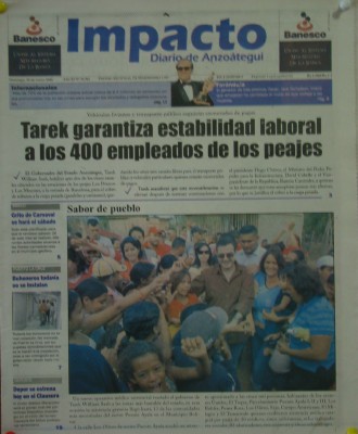 Impacto, diario regional de Anzoátegui, 20-01-2008