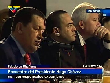 El presidente Chávez en la rueda de prensa en Miraflores