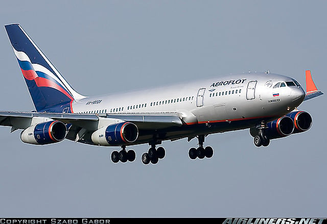 Conviasa operará dos Ilyushin Il-96-300 similar a este de Aeroflot para rutas de larga distancia.