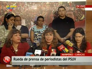 Vanessa Davies, Blanca Eckout y Anahí Arizmendi, miembros del PSUV realizaron este jueves una rueda de prensa.