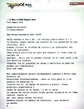 Carta entre Diego Arria y Ledezma