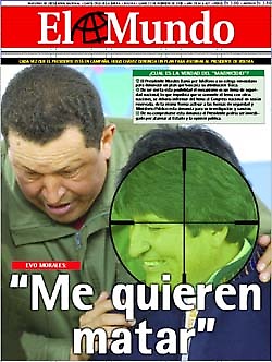 Imagen del Presidente Morales utilizada como "diana"