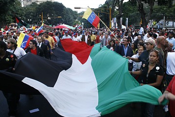 El pueblo venezolano se manifiesta en apoyo al hermano pueblo palestino