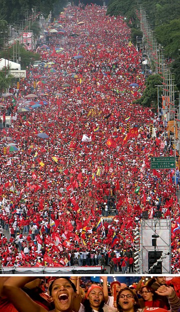 Cientos de miles de personas abarrotan la Avenida Universidad y la Avenida Bolívar