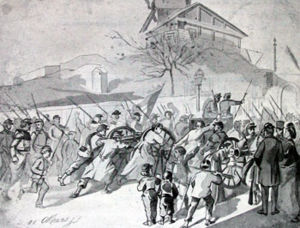 18 de marzo 1871: El pueblo insurrecto se hace con los cañones del ejercito situados en Montmartre (Recreación actual)