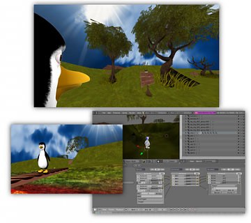 Imágenes del juego y la interfaz Blender