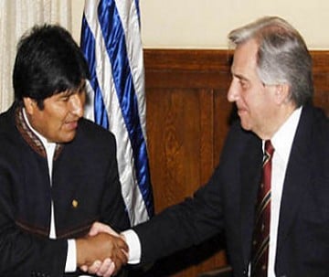 Los mandatarios sudamericanos Evo Morales y Tabaré Vázquez