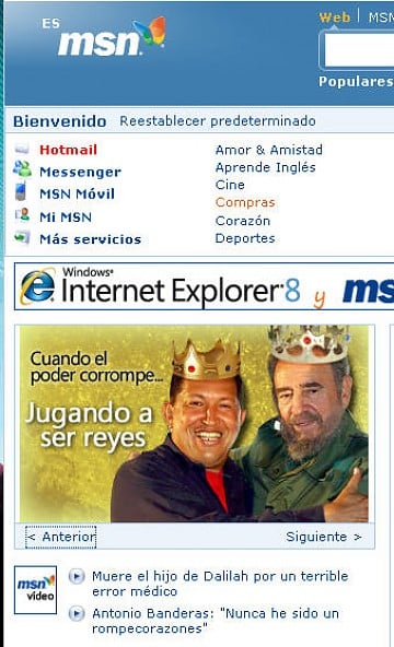 Microsoft, Imagen de MSN España este martes