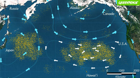 Simulación del Vórtice de Plástico en el Pacífico