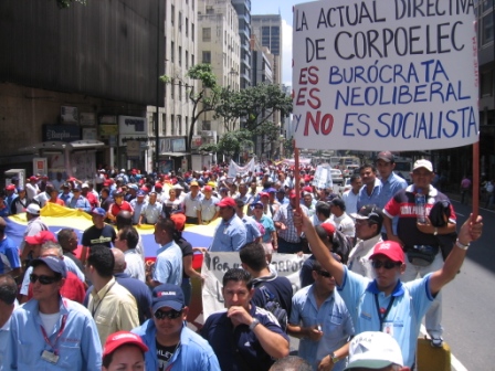 Los trabajadores eléctricos protestan la actual directiva de CORPOELEC.