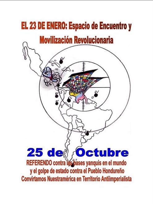 Afiche de promoción del referéndum contra las bases gringas