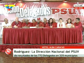 Dirigencia nacional del PSUV durante el anuncio de los resultados