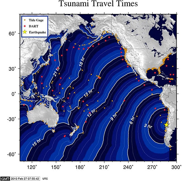 Ondas oceanicas tras terremoto chile. Isla de Pascua puede ser afectada