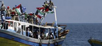 Imagen de la flotilla humanitaria de ayuda al pueblo palestino de Gaza que fue atacada esta madrugada por el ejército de Israel