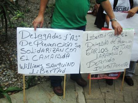 Trabajadores de UNICASA se solidarizaron con Sanguino y también exigieron la libertad para Carlos Arturo Jaramillo, delegado de prevención hecho preso por presiones de la patronal.