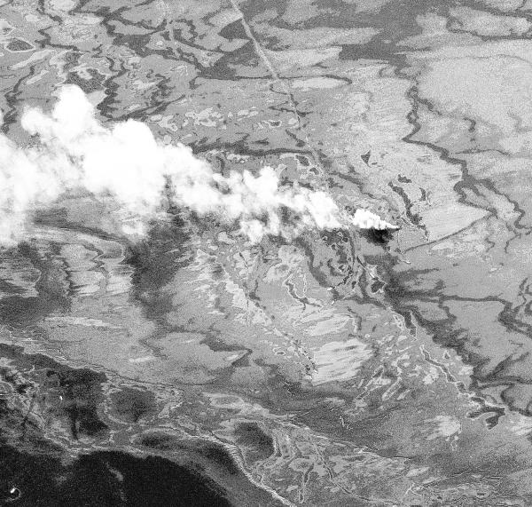Foto satelital del impacto del derrame en el Golfo.