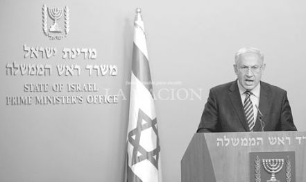 Netanyahu dando su furibundo discurso televisivo