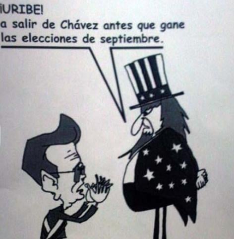Caricatura de Uribe que circuló en la cumbre de UNSUR