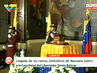 Restos simbólicos de Manuela Sáenz en la Casa Natal del Libertador, Caracas