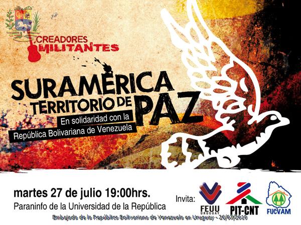 Cartel del Evento "Suramérica Territorio de Paz"