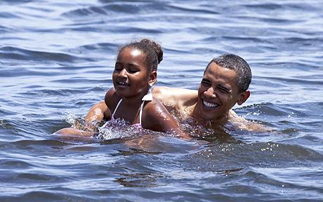 Obama con su hija Sasha