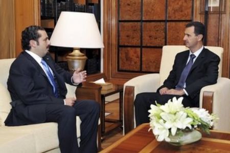 El presidente sirio Basha al- Assad visitó al primer ministro libanés Saad Hariri en Damasco