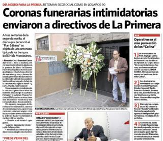 Coronas fúnebres envían a directivos de un diario peruano
