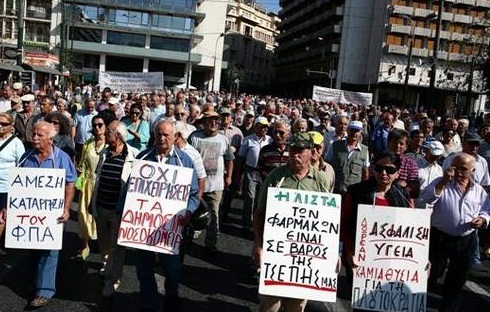 Protesta de jubilados en Atenas