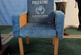 La silla que simboliza el reconocimiento del Estado Palestino por la ONU