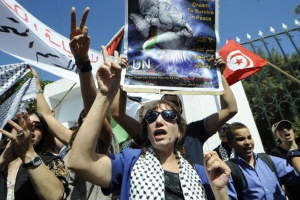 En Túnez, locales manifiestan su aliento a los palestinos en su pedido de independencia