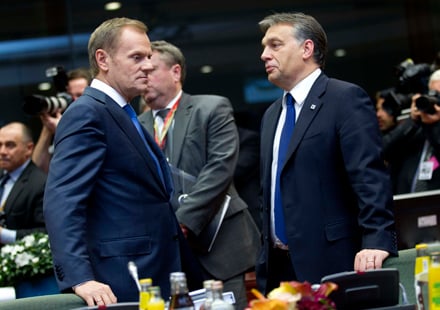 ORBÁN. A la derecha, el primer ministro de Hungría, Viktor Orbán junto a su homólogo polaco.