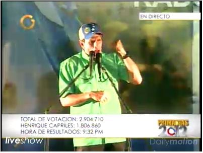 El candidato ganador, Henrique Capriles Radonsky