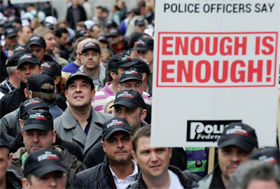 Protesta de los policías británicos en el centro de Londres.